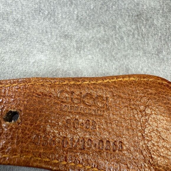 Gucci Vintage Sherry Line Brown Leather Belt Gold Buckle 80/32” - Picture 11 of 11